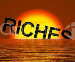 Riches Word Sinking Showing Difficulty Getting Rich