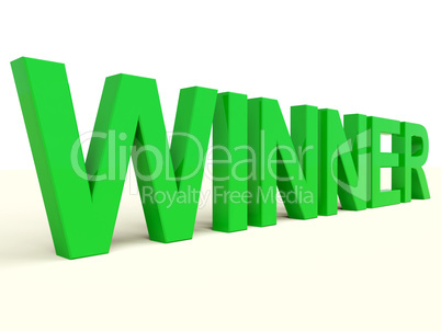 Winner Word On Table Representing Success And Victory