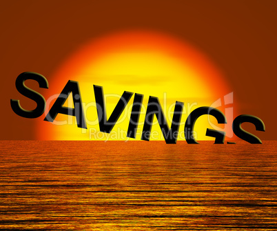 Savings Word Sinking Showing Reduction In Money Or Wealth