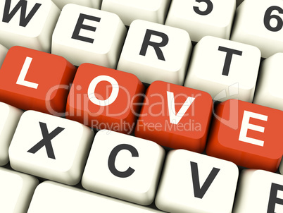 Love Computer Keys Showing Loving And Romance For Valentines