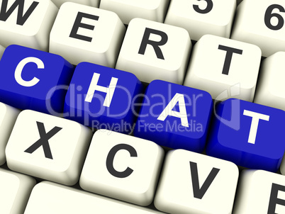 Chat Word On Keyboard Representing Talking Or Texting
