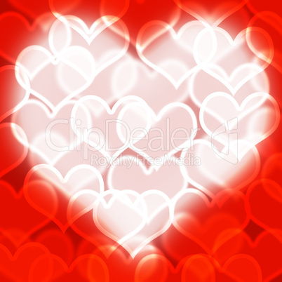 Heart With Red Bokeh Background Showing Love Romance And Valenti