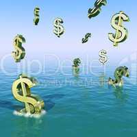 Dollars Falling In The Sea Showing Depression Recession And Econ