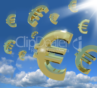 Euro Signs Falling From The Sky As A Sign Of Wealth