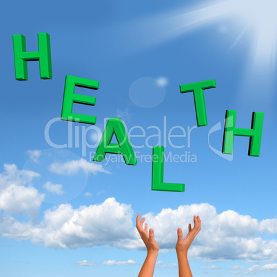Catching Health Word Showing A Healthy Condition