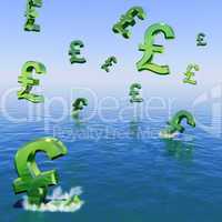 Pounds Falling In The Sea Showing Depression Recession And Econo