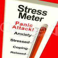 Stress Meter Showing  Panic Attack From Stress Or Worry