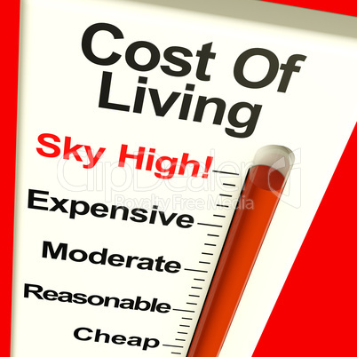 Cost Of Living Expenses Sky High Monitor Showing Increasing Cost