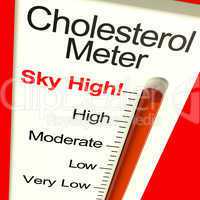 Cholesterol Meter High Showing Unhealthy Fatty Diet