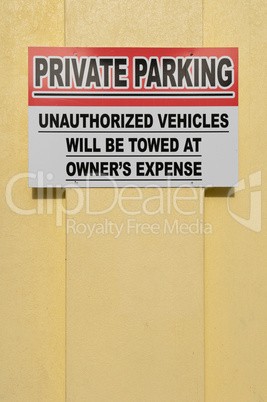 Private parking sign