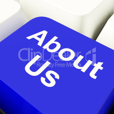 About Us Computer Key In Blue For Website Details