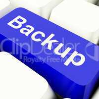 Backup Computer Key In Blue For Archiving And Storage