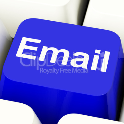 Email Computer Key In Blue For Emailing Or Contacting