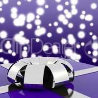 Blue Giftbox With Silver Ribbon And Sparkling Background