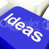 Ideas Computer Key In Blue Showing Concepts Or Creativity