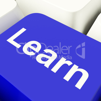 Learn Computer Key In Blue Showing Online Learning And Education