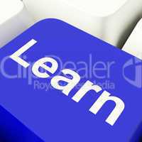Learn Computer Key In Blue Showing Online Learning And Education