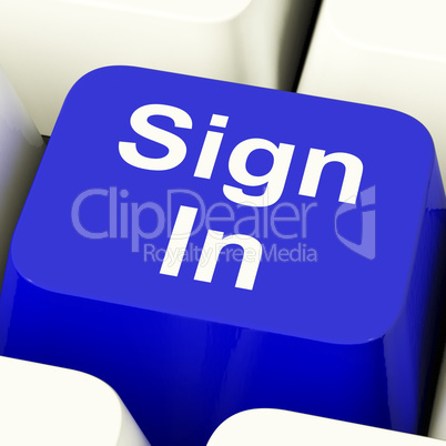 Sign In Computer Key In Blue Showing Website Login