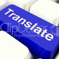 Translate Computer Key In Blue Showing Online Translator