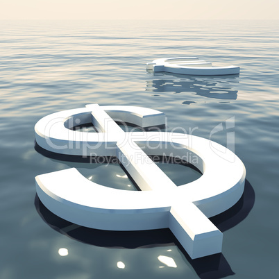Dollar Floating And Euro Going Away Showing Money Exchange Or Fo