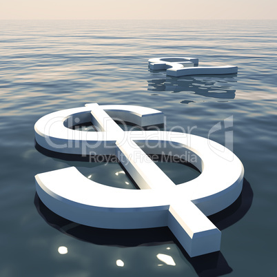 Dollar Floating And Pound Going Away Showing Money Exchange Or F