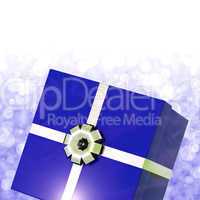 Blue Giftbox With Bokeh Background For Mens Birthday