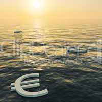 Euros Floating To A Sunset Showing Money Wealth Or Earnings