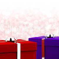 Red And Blue Gift Boxes With Bokeh Background As Presents For Hi