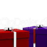 Red And Blue Gift Boxes With White Background As Presents For Hi