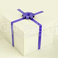 White Gift Box With Blue Ribbon As Birthday Present For Man