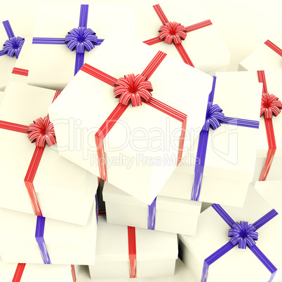 Stack Of Giftboxes As Presents For The Family And Friends