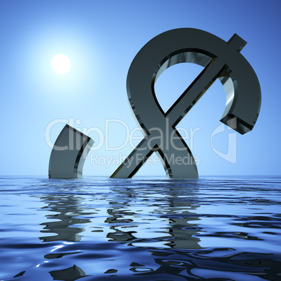 Dollar Sinking In The Sea Showing Depression Recession And Econo