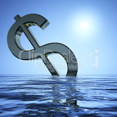 Dollar Sinking And Sun Showing Depression Recession And Economic