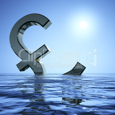 Pound Sinking In The Sea Showing Depression Recession And Econom