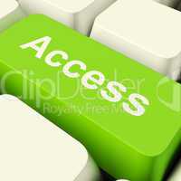 Access Computer Key In Green Showing Permission And Security