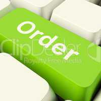 Order Computer Key In Green Showing Online Purchasing And Shoppi