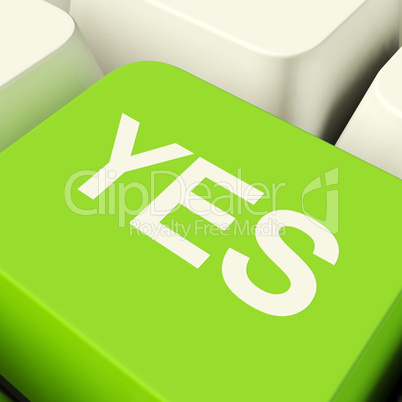 Yes Computer Key In Green Showing Approval And Support