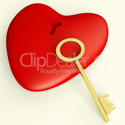 Heart With Key Showing Love Romance And Valentines