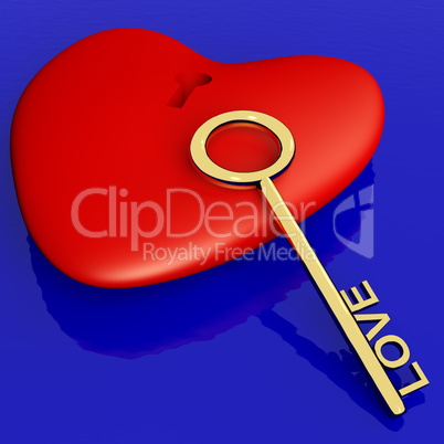 Heart With Key Showing Love Romance And Valentines Day