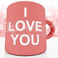 I Love You Mug With Bokeh Background Showing Romance And Valenti