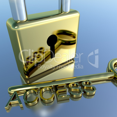 Padlock With Access Key Showing Permission Security And Login