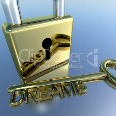 Padlock With Dreams Key Showing Wishes Hope And Future