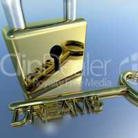 Padlock With Dreams Key Showing Wishes Hope And Future