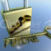 Padlock With Future Key Showing Wishes Hope And Dreams