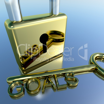 Padlock With Goals Key Showing Objectives Hope And Future