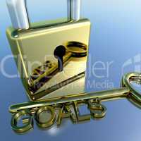 Padlock With Goals Key Showing Objectives Hope And Future