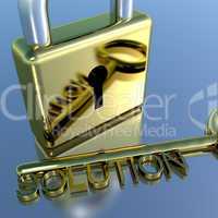 Padlock With Solution Key Showing Strategy Planning And Success