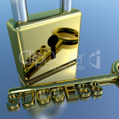 Padlock With Success Key Showing Strategy Planning And Solutions