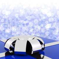 Blue Giftbox With Bokeh Background For Husbands Birthday