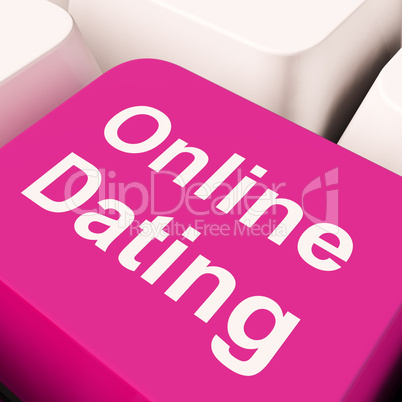 Online Dating Computer Key Showing Romance And Web Love